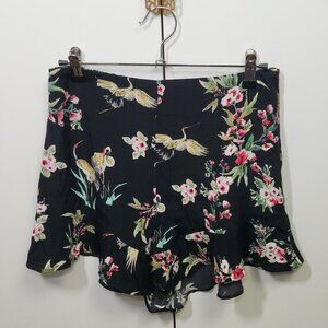 Zara Shorts Womens Size S Nlack Floral Ruffle